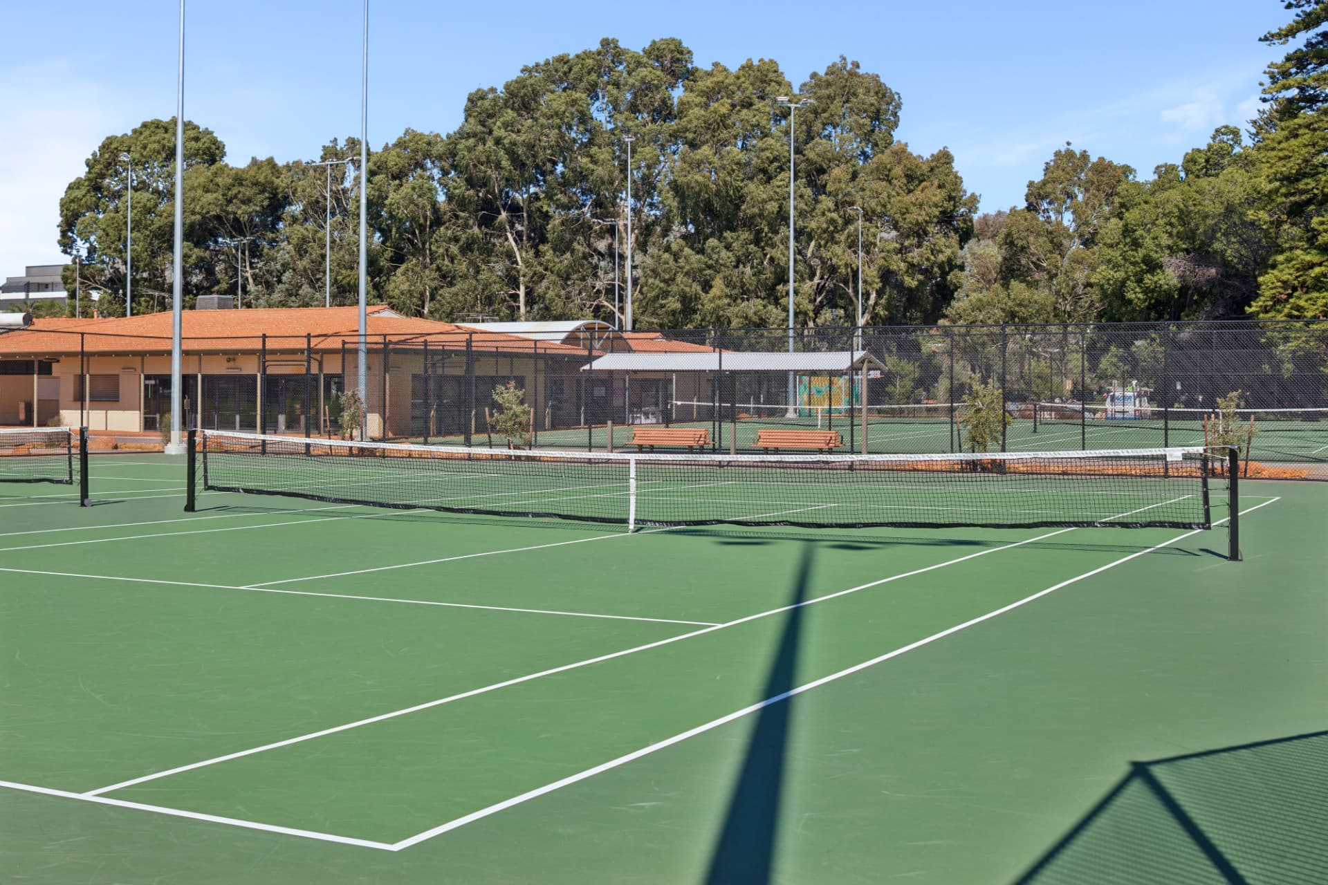 Junior players on a modified court